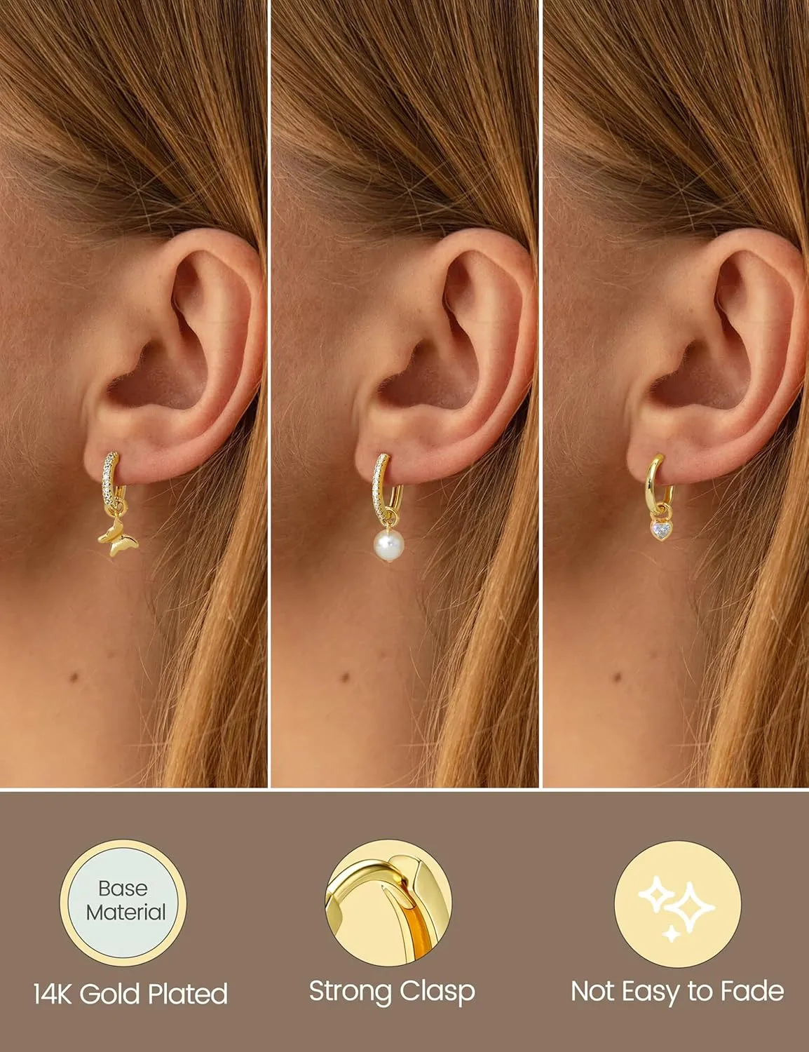 Besteel Small Gold Hoop Earrings for Women  Hypoallergenic 14K Gold Plated Hoops Cartilage Earring Sets for Multiple Piercing Dainty Silver Huggie Stud Earring Stacks with Charm