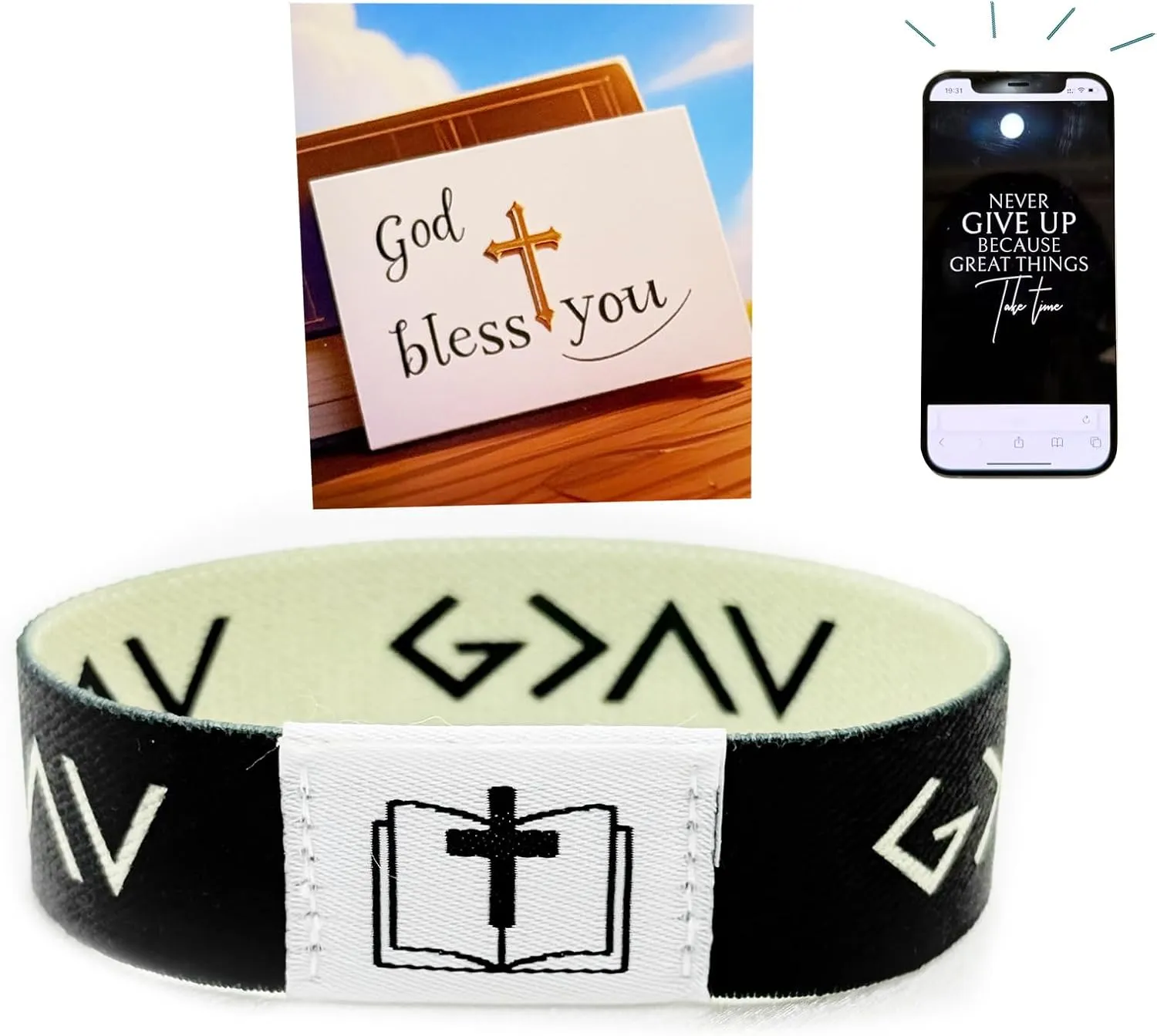 Bible verse bracelets Christian Bracelet Bible Verse Wristbands With NFC and card cross bracelet Inspirational Daily Bible Verse Bracelets for Women Men Teens Elastic Religious cross Gifts