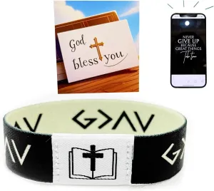 Bible verse bracelets Christian Bracelet Bible Verse Wristbands With NFC and card cross bracelet Inspirational Daily Bible Verse Bracelets for Women Men Teens Elastic Religious cross Gifts