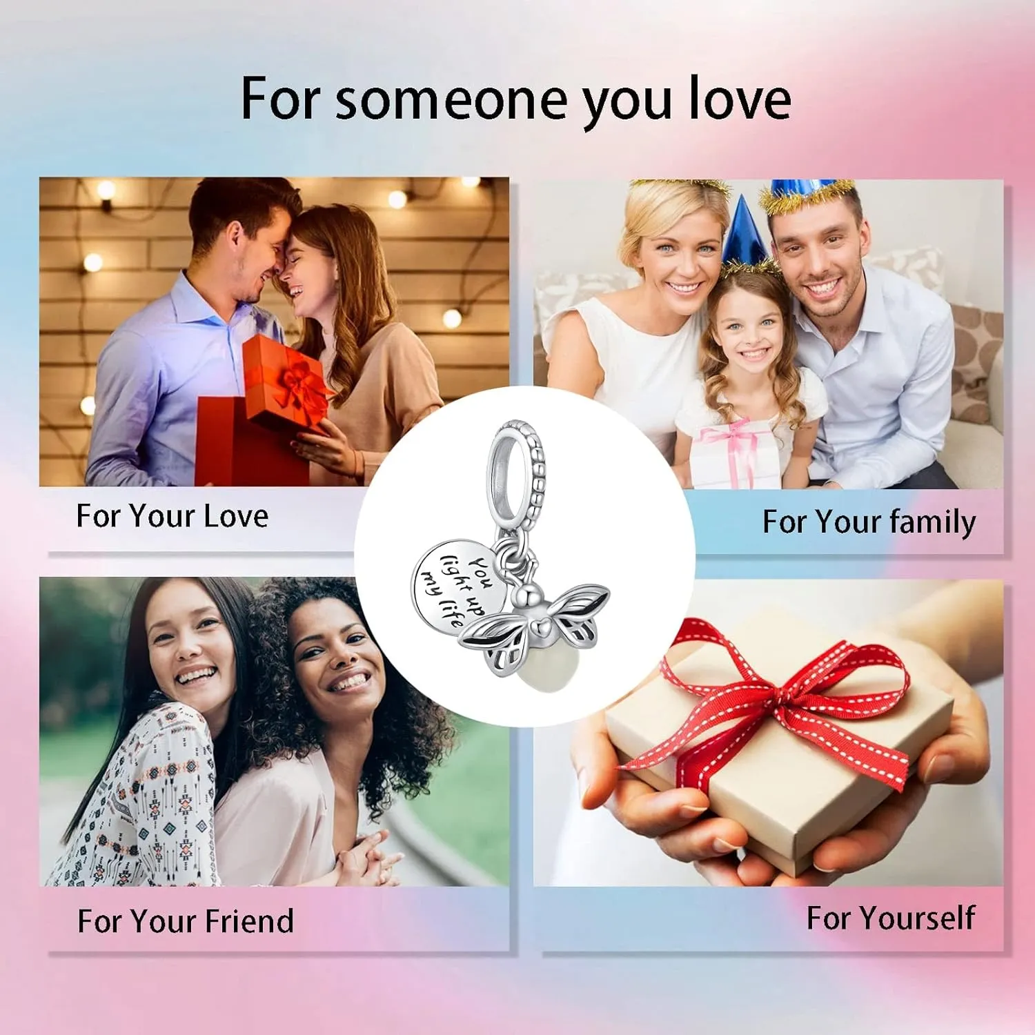 Birthday Fashion Love Heart Dangle Charm 925 Sterling Silver Charms fits Bracelets and Necklace Pendant Bead Charms Jewelry Present for Women Family Friends