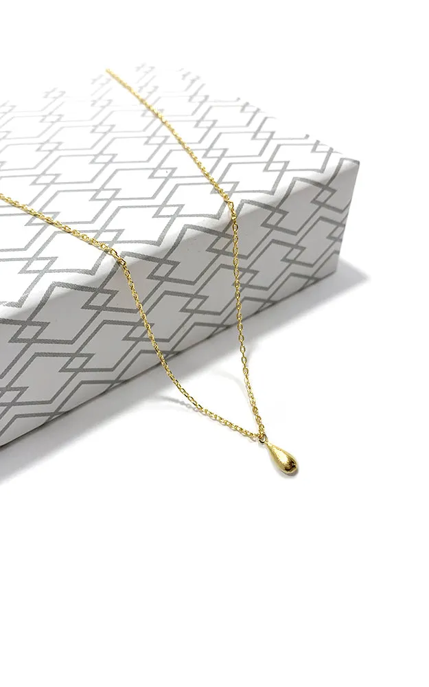 BJNA049GD Gold "Joyfull" Tear Drop Pendant Necklace