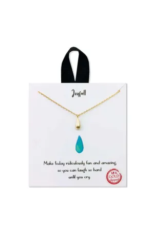 BJNA049GD Gold "Joyfull" Tear Drop Pendant Necklace