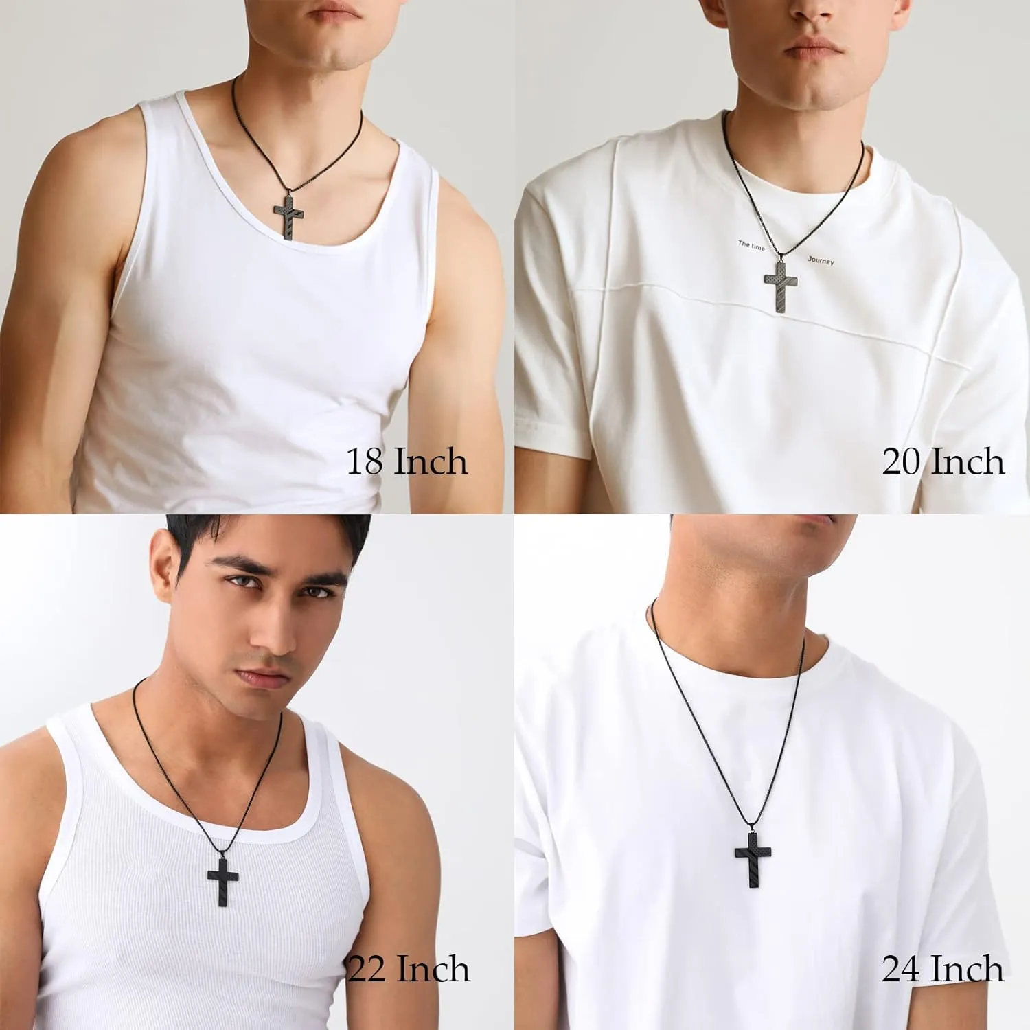 Black Cross Necklace for Men Stainless Steel 18K Gold Silver Plated American Flag Pendant Bible Verse Cross Necklaces Jewelry Gifts 18"-24"
