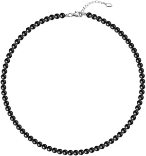 Black Gray Pearl Necklace for Men Women 4mm 6mm 8mm 18" 20" Round Faux Pearl Strand Jewelry Gifts