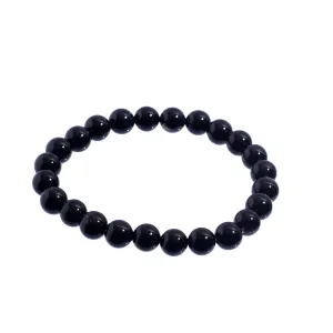 Black Tourmaline Bead Bracelet Chakra Energy Healing Protection Relieves Stress Anxiety Gift for Men & Women 8mm