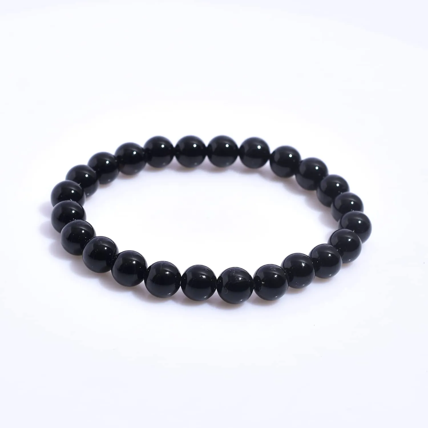 Black Tourmaline Bead Bracelet Chakra Energy Healing Protection Relieves Stress Anxiety Gift for Men & Women 8mm