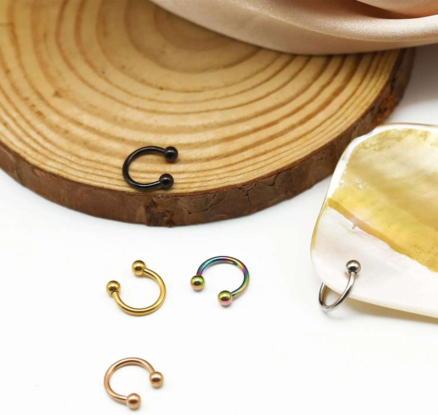 BLISI G23 Solid Titanium Horseshoe Septum Rings- 6pcs ASTM F136 Titanium Septum Jewelry 16G Nose Rings Hoop Helix Daith Cartilage Tragus Earrings 8mm 10mm
