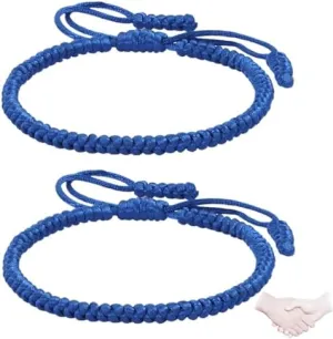 Blue Friendship Bracelet for Women, Handmade Blue Tibetan Bracelet, Kamala Blue Bracelet, Adjustable Blue Braided Bracelet for Mens Womens Amulet Gifts