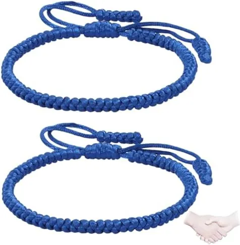 Blue Friendship Bracelet for Women, Handmade Blue Tibetan Bracelet, Kamala Blue Bracelet, Adjustable Blue Braided Bracelet for Mens Womens Amulet Gifts