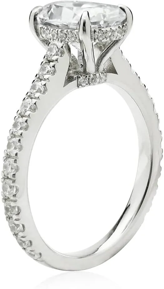 Bo.Dream 1.5ct/2ct Oval Cut Cubic Zirconia CZ Engagement Ring Rhodium Plated Sterling Silver