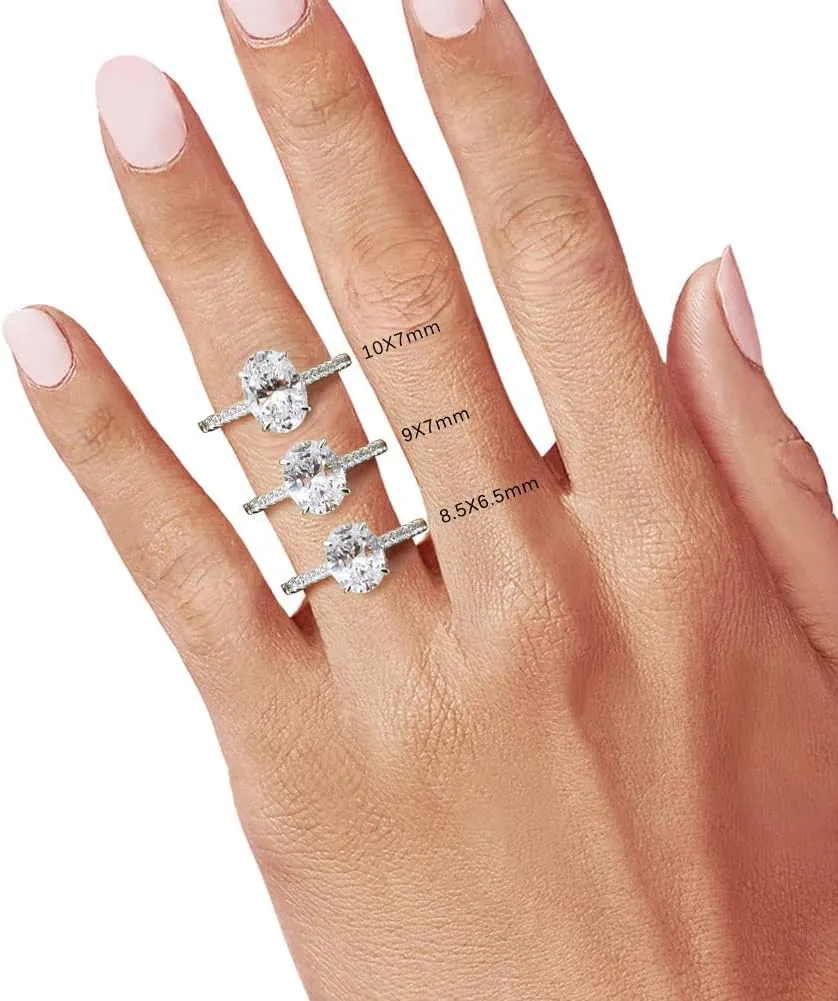 Bo.Dream 1.5ct/2ct Oval Cut Cubic Zirconia CZ Engagement Ring Rhodium Plated Sterling Silver