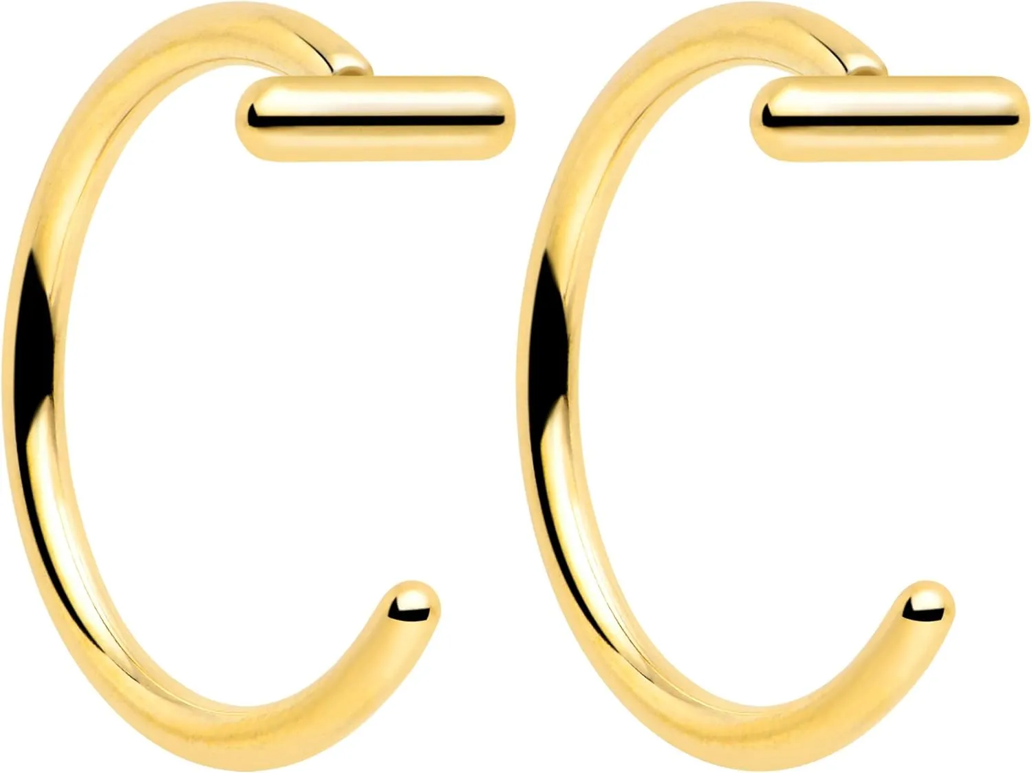 Body Candy Half Hoop Implant Grade Titanium Dazzling Round Open Hoop Earrings for Women Huggie Hoops