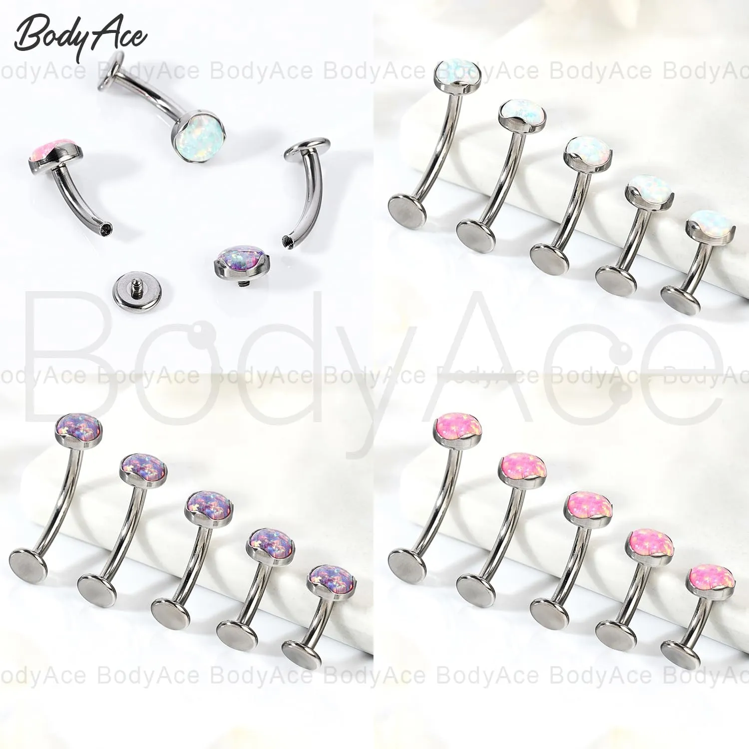 BodyAce ASTM F136 Titanium Belly Rings, 14G Internally Threaded Belly Button Long Barbells, 6/8/10/12/14mm Flat Back Belly Piercing Stud Navel Jewelry