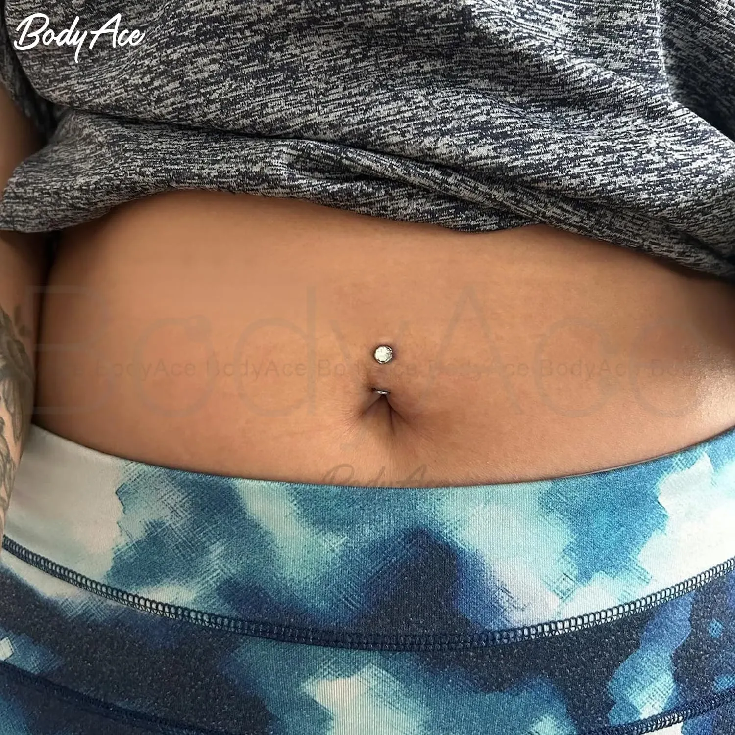 BodyAce ASTM F136 Titanium Belly Rings, 14G Internally Threaded Belly Button Long Barbells, 6/8/10/12/14mm Flat Back Belly Piercing Stud Navel Jewelry