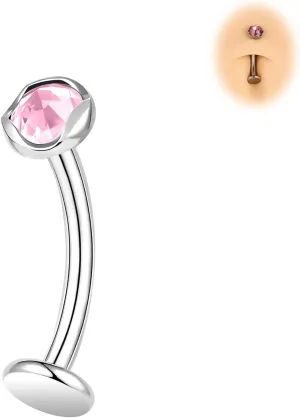BodyAce ASTM F136 Titanium Belly Rings, 14G Internally Threaded Belly Button Long Barbells, 6/8/10/12/14mm Flat Back Belly Piercing Stud Navel Jewelry