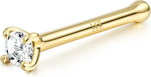 BodyBonita 14K Solid Gold Nose Rings - Twist/Bone Style Nose Stud 18G 20G Screw Shaped CZ Post Hypoallergenic Piercing Jewelry Rings for Women Men 3 mm/2 mm/1.5 mm Cubic Zirconia 7 mm Bar Length