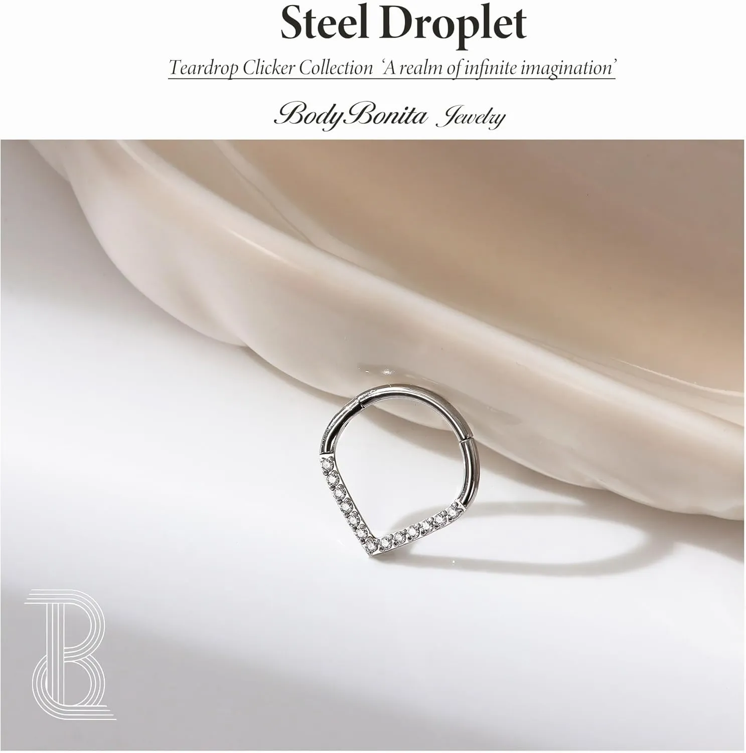 BodyBonita 16G Septum Rings - 316L Surgical Steel Teardrop Hinged Nose Rings Hoops Seamless Septum Jewelry CZ Nose Piercings Helix Tragus Rook Daith Piercing for Women Men Silver/Gold/Black 8mm 10mm