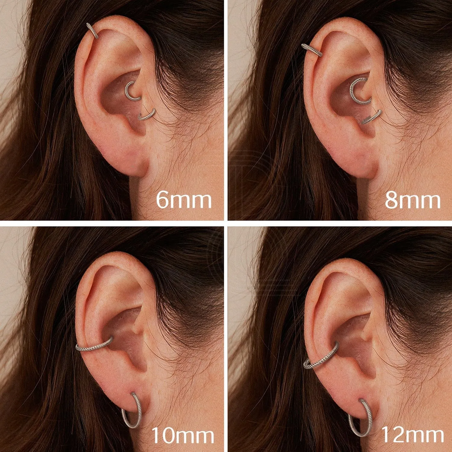 BodyBonita Hinged Nose Rings Hoops - 316L Surgical Steel Twisted Seamless Clicker Cartilage Earrings Septum Rings Jewelry Conch Piercing Tragus Rook Daith Helix for Women Gold/Black/Silver 16G/18G
