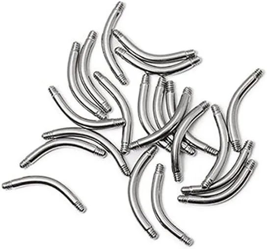 BodyJewelryOnline 20-Pack 316L Surgical Steel 14ga-3/8(10mm) Curved Barbells - For Belly, Eyebrow, Lip and Cartilage Piercings