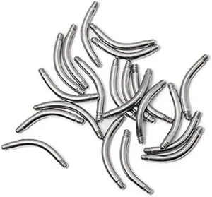 BodyJewelryOnline 20-Pack 316L Surgical Steel 14ga-3/8(10mm) Curved Barbells - For Belly, Eyebrow, Lip and Cartilage Piercings