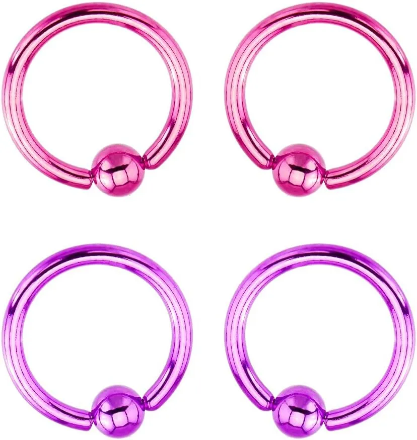 BodyJewelryOnline Captive Bead Ring Multi-Packs - Anodized Titanium 14ga 316L - Lip, Ear, Nose