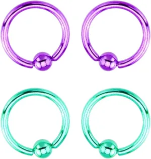 BodyJewelryOnline Captive Bead Ring Multi-Packs - Anodized Titanium 14ga 316L - Lip, Ear, Nose