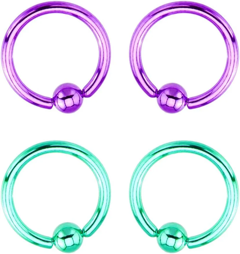 BodyJewelryOnline Captive Bead Ring Multi-Packs - Anodized Titanium 14ga 316L - Lip, Ear, Nose