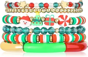Bohemian Beaded Bracelets for Women Stackable Glass Beads Stretch Bracelets Boho Multilayered Disco Ball Faceted Crystal Beads Bracelet Set Handmade Trendy Jewelry Gift for Women