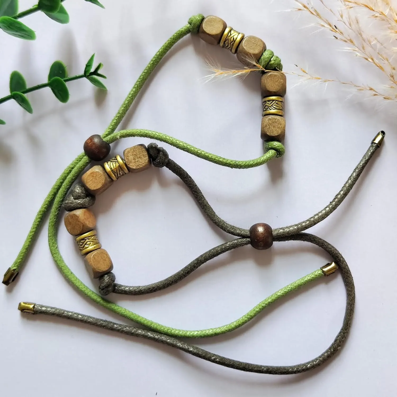 Boho Healing Crystal Beads Men Bracelets, Handmade Ankle Wrist Braided Bracelet Stacks for Women Jewelry Couples Friendship Strand Bracelets Yellow/Green/Gray/Light Brown/Dark Brown
