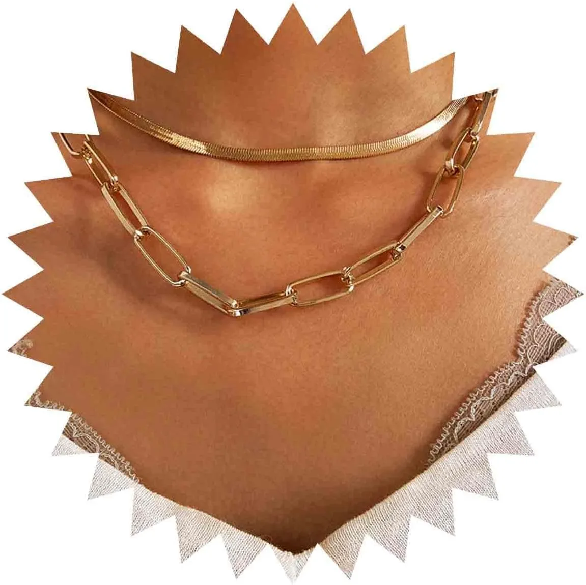 Boho Layered Snake Bone Necklace Gold Thick Chain Simple Thick Chain Choker Necklaces Punk Jewelry Accessories for Women for Gift