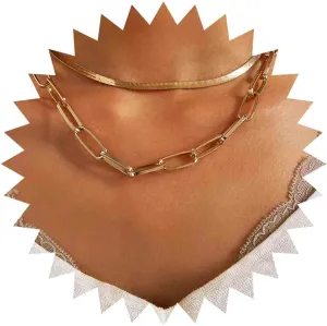 Boho Layered Snake Bone Necklace Gold Thick Chain Simple Thick Chain Choker Necklaces Punk Jewelry Accessories for Women for Gift