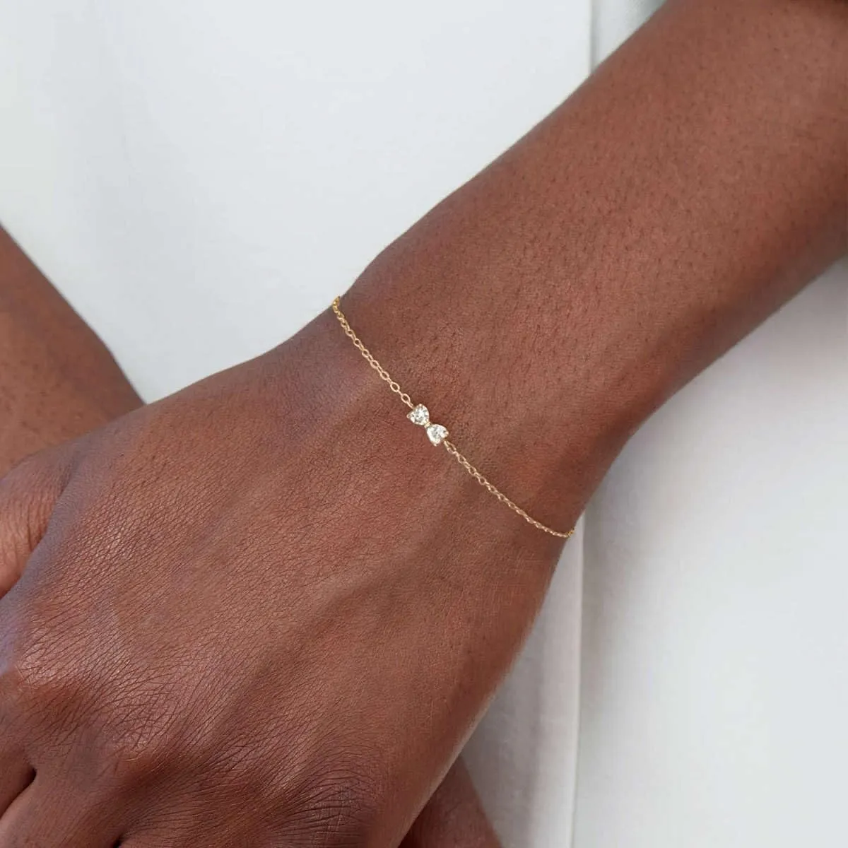 Bow Bracelet for Women 925 Sterling Silver 14K Gold Plated Adjustable Charm Bracelet Cute Dainty CZ Knot Friendship Link Bracelets Jewelry Birthday Graduation Gifts