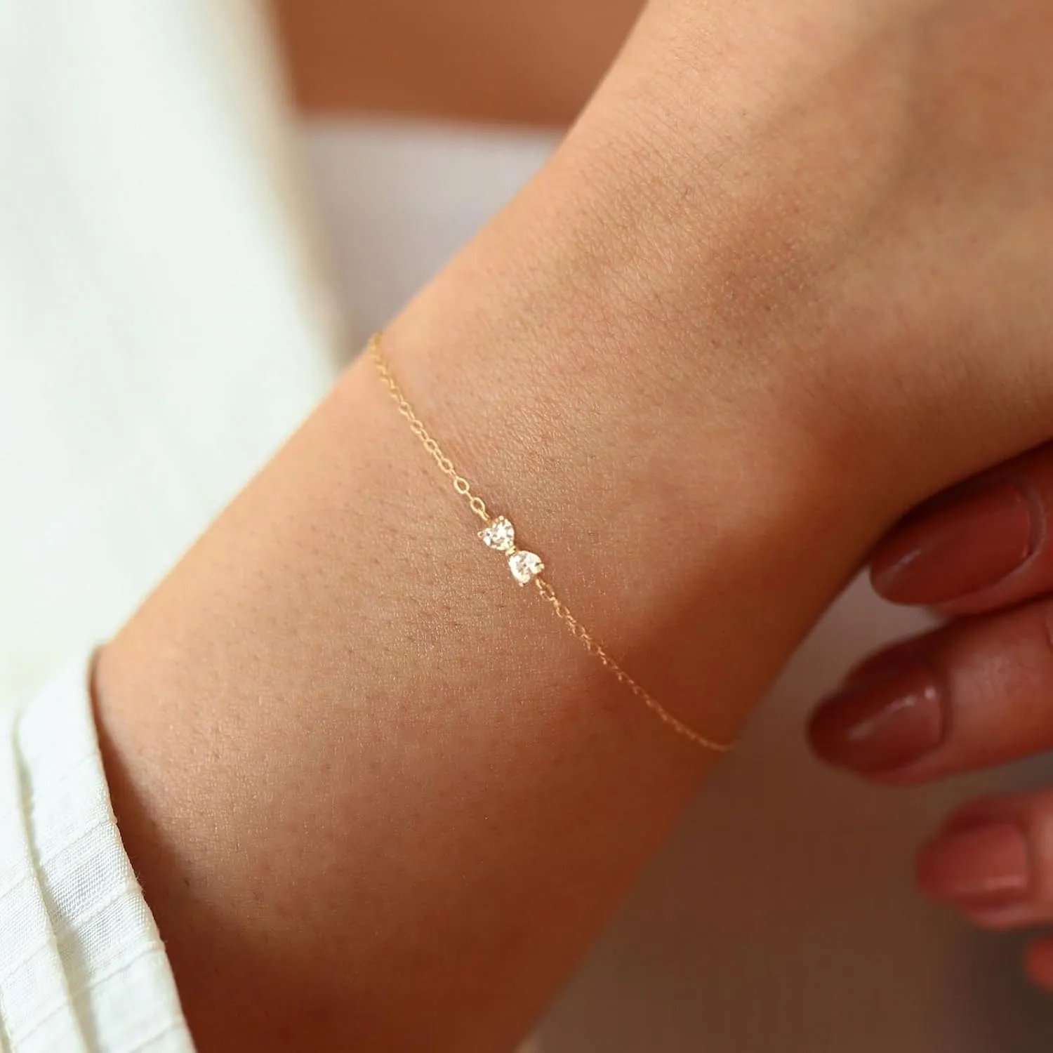 Bow Bracelet for Women 925 Sterling Silver 14K Gold Plated Adjustable Charm Bracelet Cute Dainty CZ Knot Friendship Link Bracelets Jewelry Birthday Graduation Gifts