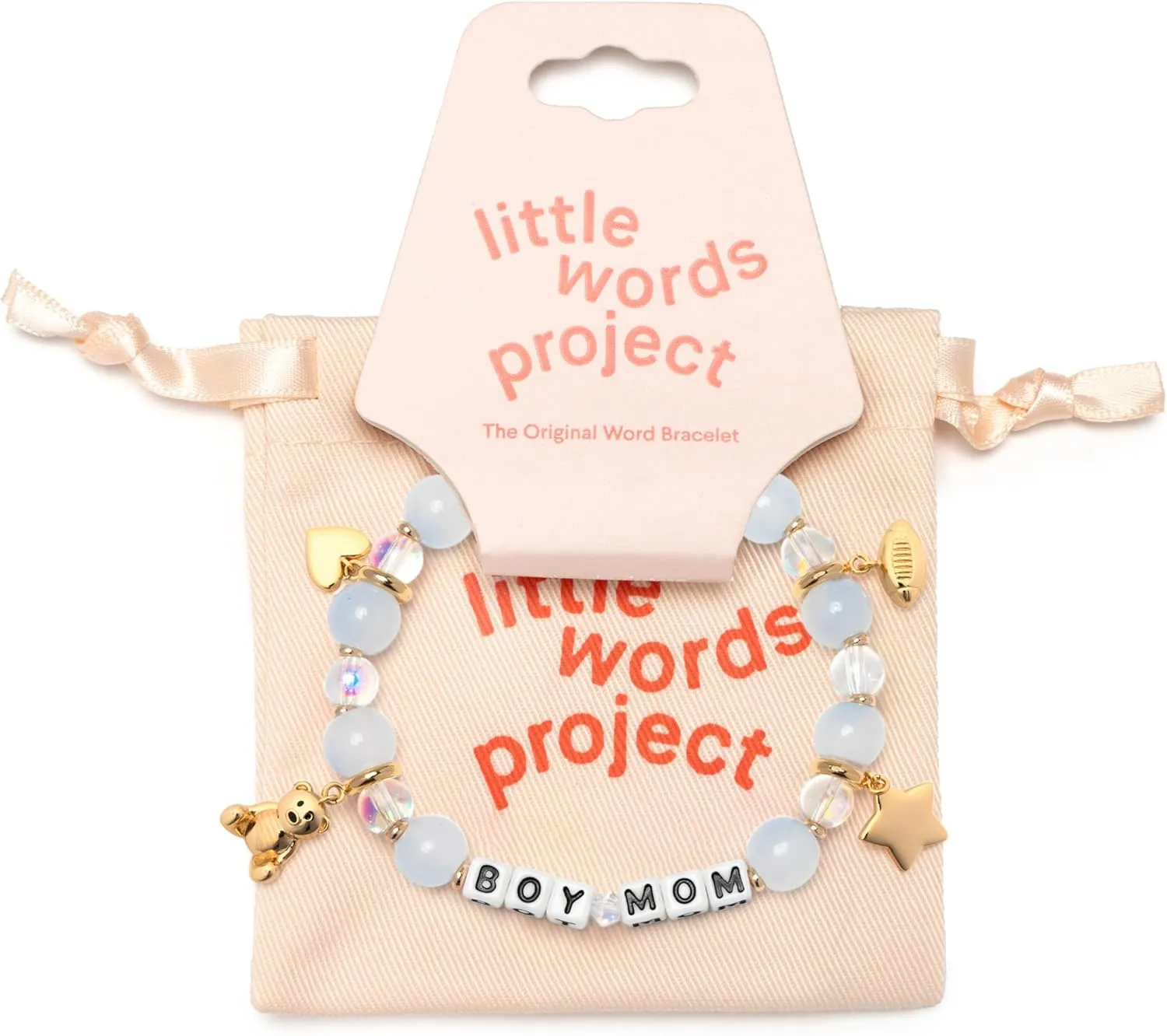 Boy Mom Charm Bracelet, The Original Word Bracelet, Made with Colorful Beads, Plated Brass Charms and Plated Brass Hardware, Handcrafted Design & Positive Message