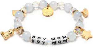 Boy Mom Charm Bracelet, The Original Word Bracelet, Made with Colorful Beads, Plated Brass Charms and Plated Brass Hardware, Handcrafted Design & Positive Message