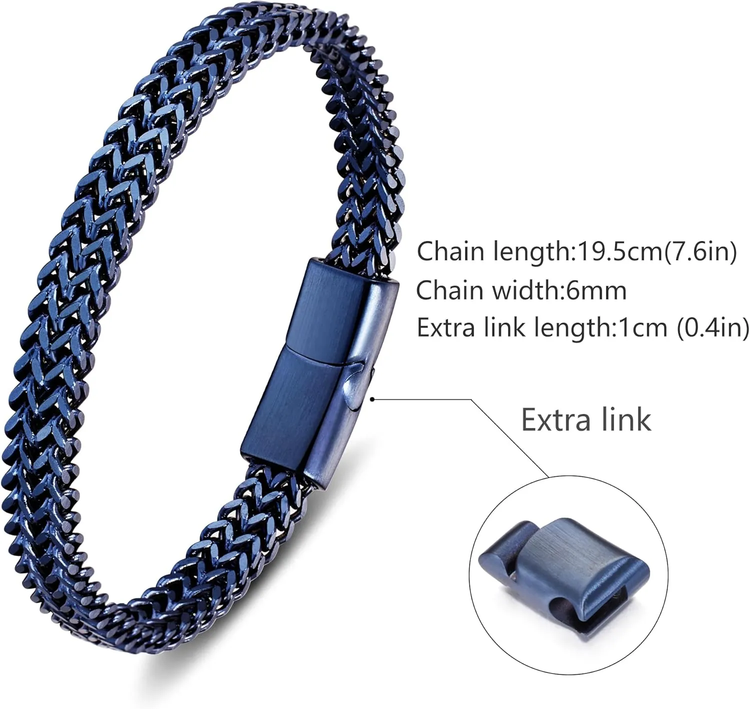 Bracelets for Men-Stainless Steel Magnetic Clasp Franco Chain Mens Bracelet