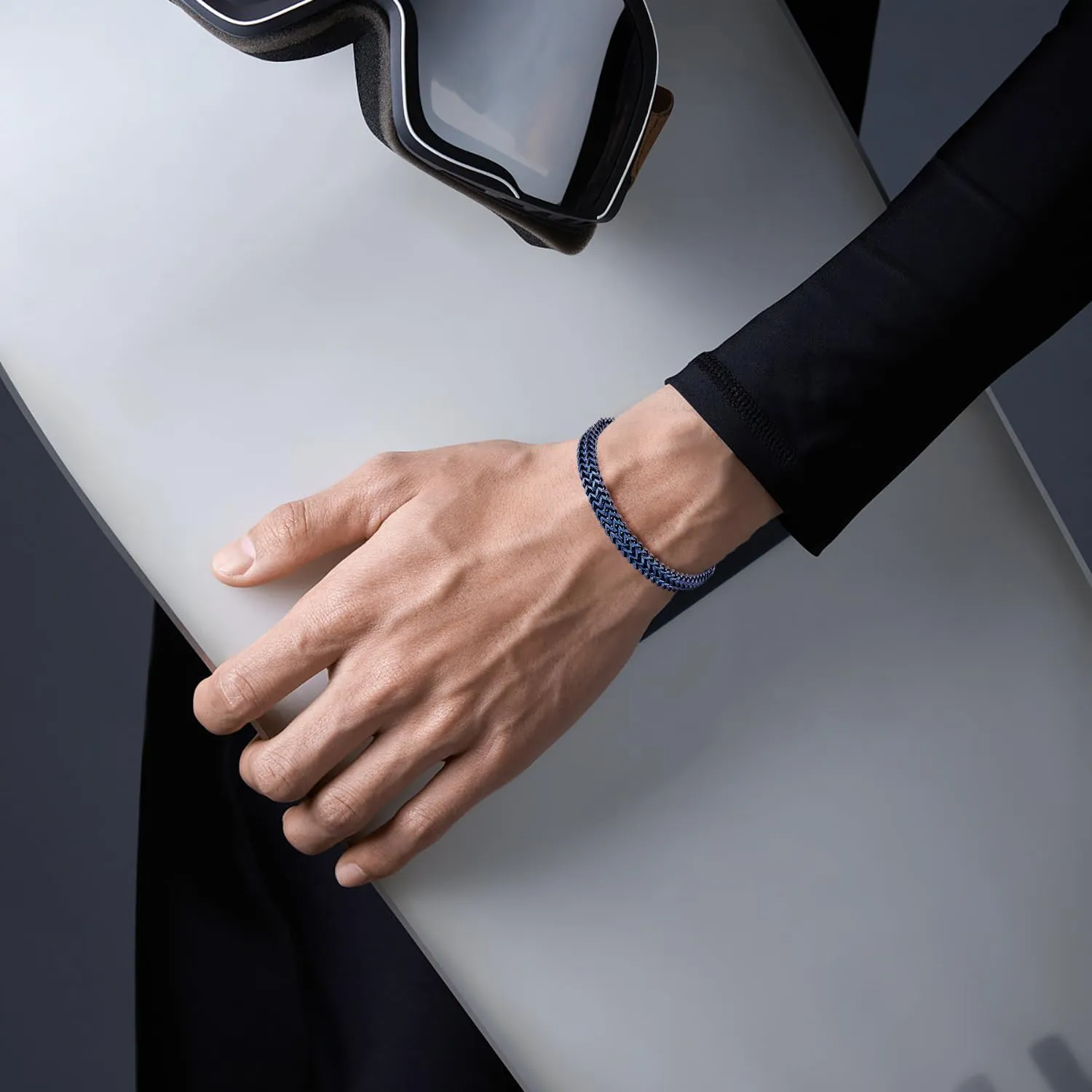 Bracelets for Men-Stainless Steel Magnetic Clasp Franco Chain Mens Bracelet