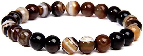 Bracelets Natural Stone Beaded Bracelet Men 8mm Round Sun Stone Quartz Crystal Beads Bracelet for Women Men Chakra Jewelry Mens Bracelet (Length : 21CM, Metal Color : Imitation Rhodium Plated)