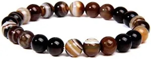 Bracelets Natural Stone Beaded Bracelet Men 8mm Round Sun Stone Quartz Crystal Beads Bracelet for Women Men Chakra Jewelry Mens Bracelet (Length : 21CM, Metal Color : Imitation Rhodium Plated)