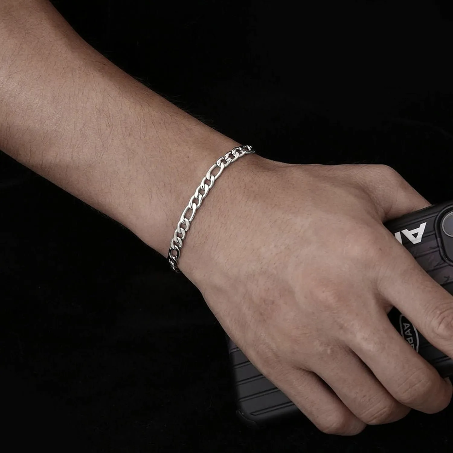 BRIJEWNES 925 Sterling Silver Clasp 4/5mm Figaro Chain Bracelets for Men Women Solid Diamond Cut Figaro Chain Mens Bracelet Chain Bracelets for Men Jewelry Men Gifts