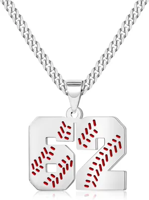 Btysun Baseball Necklaces Baseball Jersey Number 0-99 Charms Pendant Stainless Steel Necklace for Men Baseball Gifts Dad Husband Christmas Gift for Him Mens Jewelry