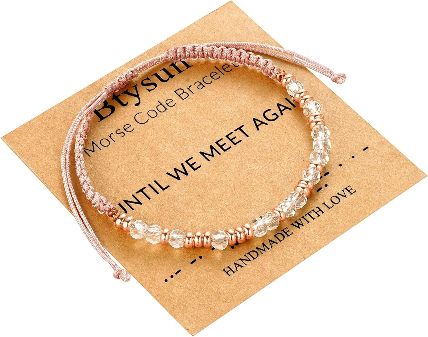 Btysun Morse Code Bracelets for Women Christmas Gift Stocking Stuffers for Teens Pink Braided Bracelets Inspirational Best Friend Birthday Gifts for Her High School Graduation Gifts for Her 2025 Mom Bracelet Jewelry