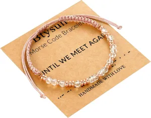 Btysun Morse Code Bracelets for Women Christmas Gift Stocking Stuffers for Teens Pink Braided Bracelets Inspirational Best Friend Birthday Gifts for Her High School Graduation Gifts for Her 2025 Mom Bracelet Jewelry
