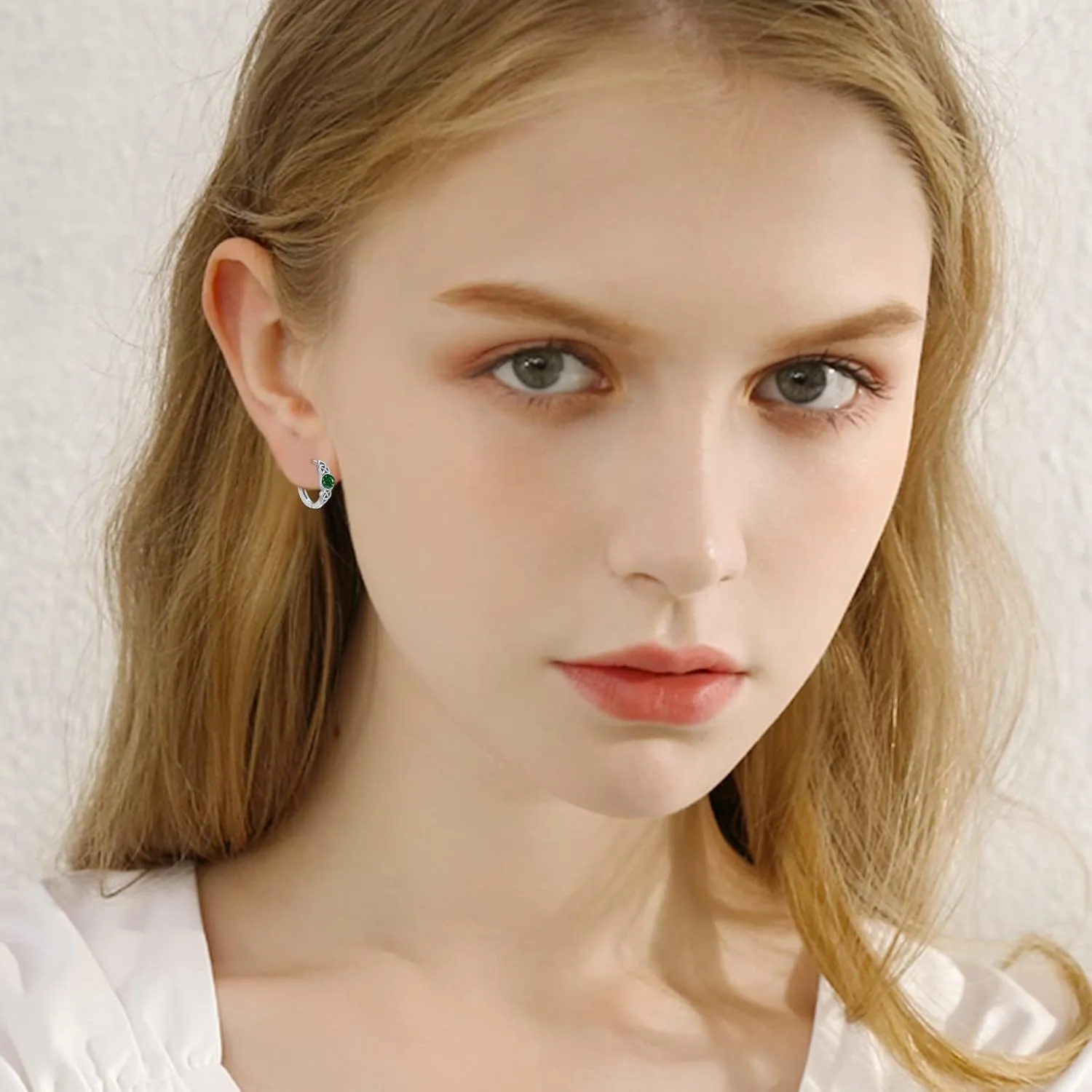 Celtic Hoop Earrings, 925 Sterling Silver Moonstone Celtic Knot Hoop Earrings Hypoallergenic Celtic Jewelry Gift for Women Birthday
