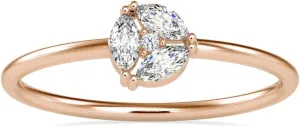 Certified Wedding Ring Studded with Marquise & Round Cut Natural Diamond in 14K White/Yellow/Rose Gold Bridal Ring for Women | Couple Promise Ring for Her | Natural Diamond Ring (0.16 Ct, IJ-SI)