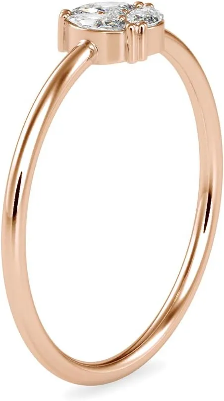Certified Wedding Ring Studded with Marquise & Round Cut Natural Diamond in 14K White/Yellow/Rose Gold Bridal Ring for Women | Couple Promise Ring for Her | Natural Diamond Ring (0.16 Ct, IJ-SI)