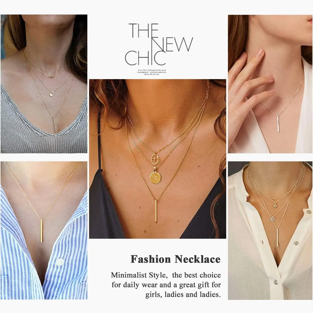ChicSilver Customizable Vertical Bar Pendant Necklace 925 Sterling Silver Y Necklace Simple Fashion Jewelry Gifts for Women(with Gift Box)