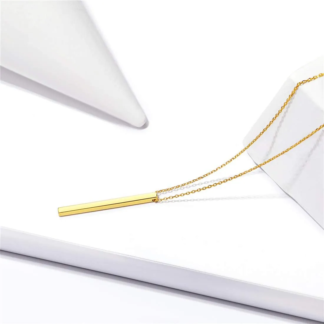 ChicSilver Customizable Vertical Bar Pendant Necklace 925 Sterling Silver Y Necklace Simple Fashion Jewelry Gifts for Women(with Gift Box)
