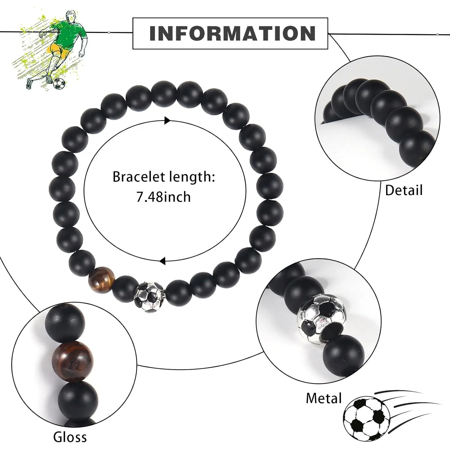 Christmas Bracelets Soccer Bracelet Gifts for Men Boys,Graduation Back to School Birthday Christmas Gifts for Son Nephew Grandson Brother Coach