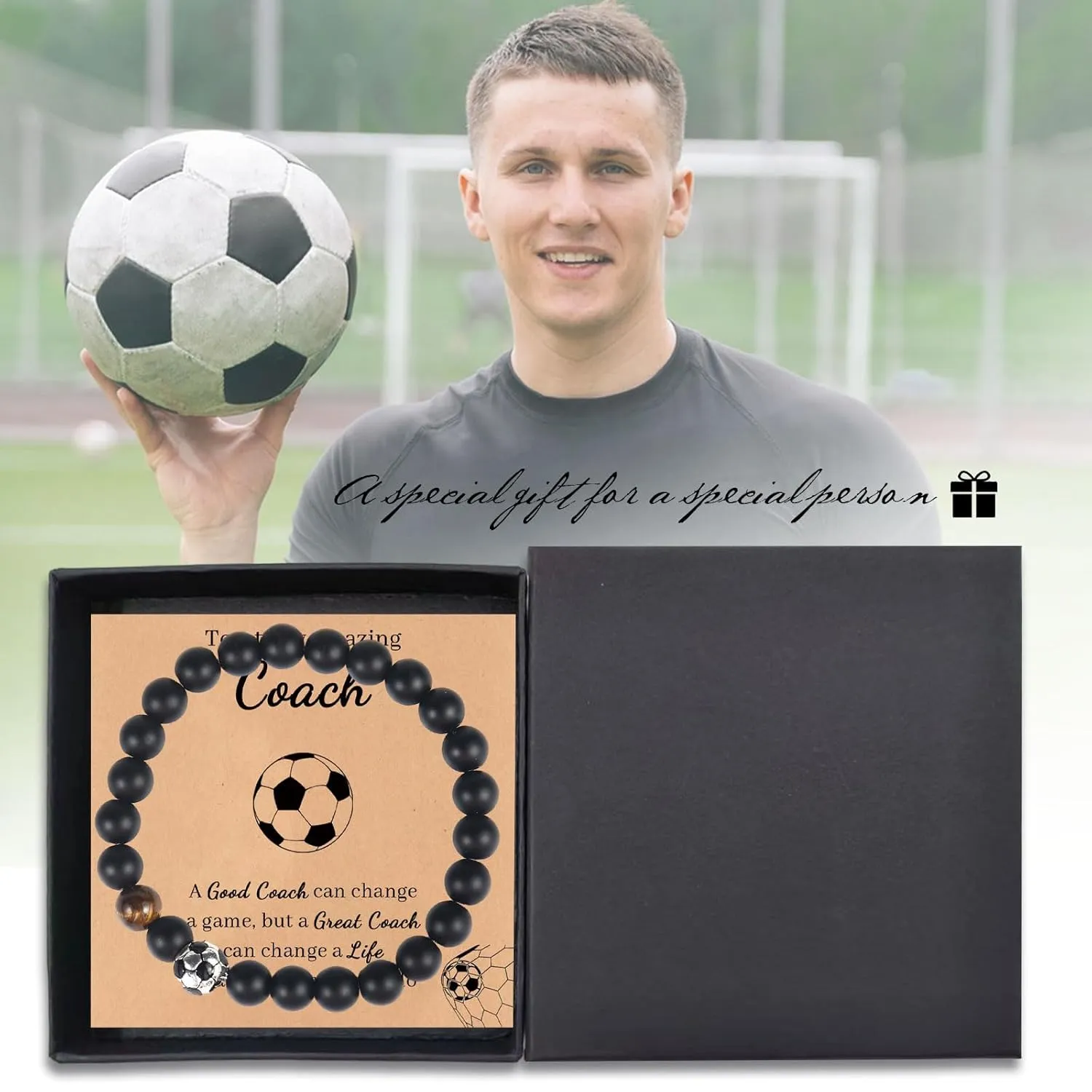 Christmas Bracelets Soccer Bracelet Gifts for Men Boys,Graduation Back to School Birthday Christmas Gifts for Son Nephew Grandson Brother Coach